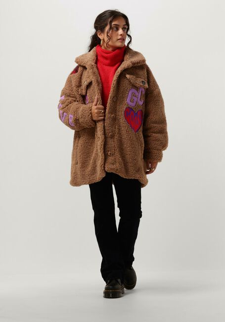 Cognac GOOSECRAFT Teddy jas GC KATE BADGE JACKET - large