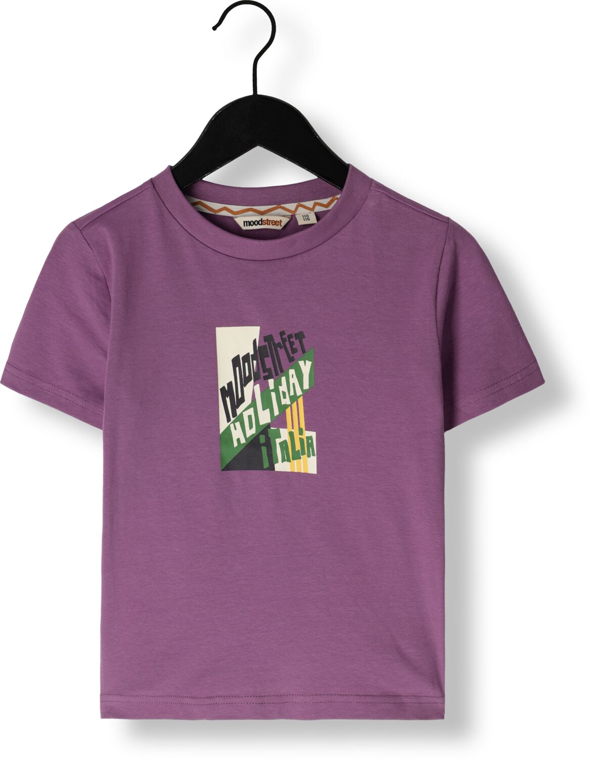 Moodstreet T-shirt met printopdruk paars Jongens Stretchkatoen Ronde hals 134 140