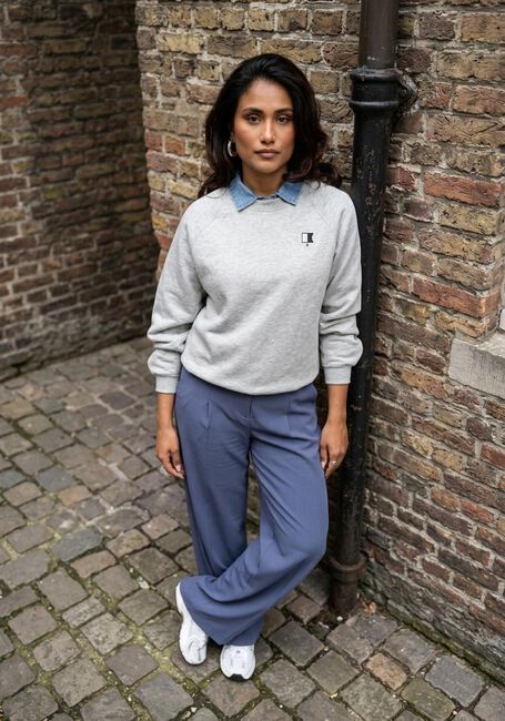 Blauwe ANOTHER LABEL Wijde broek ALMOORE PLEATED PANTS - large