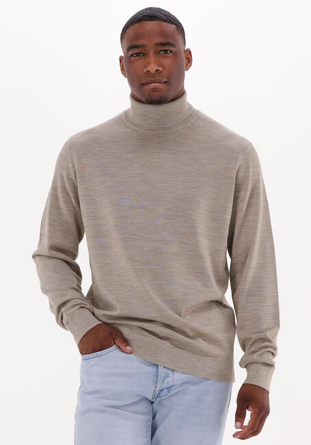 Beige SELECTED MEN Coltrui TOWN MERINO COOLMAX KNIT ROLL B - large
