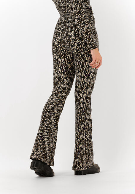 Zwarte COLOURFUL REBEL Flared broek CR GEOMETRIC PEACHED FLARE PANTS - large