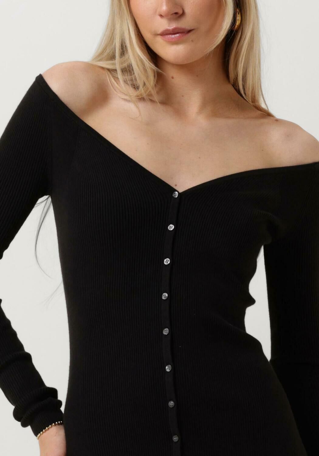 CALVIN KLEIN Dames Jurken Button Long Sweater Dress Zwart
