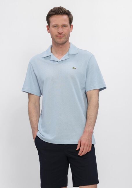 Lichtblauwe LACOSTE Polo CLASSIC FIT OPEN NECK COTTON LINEN BLEND POLO - large