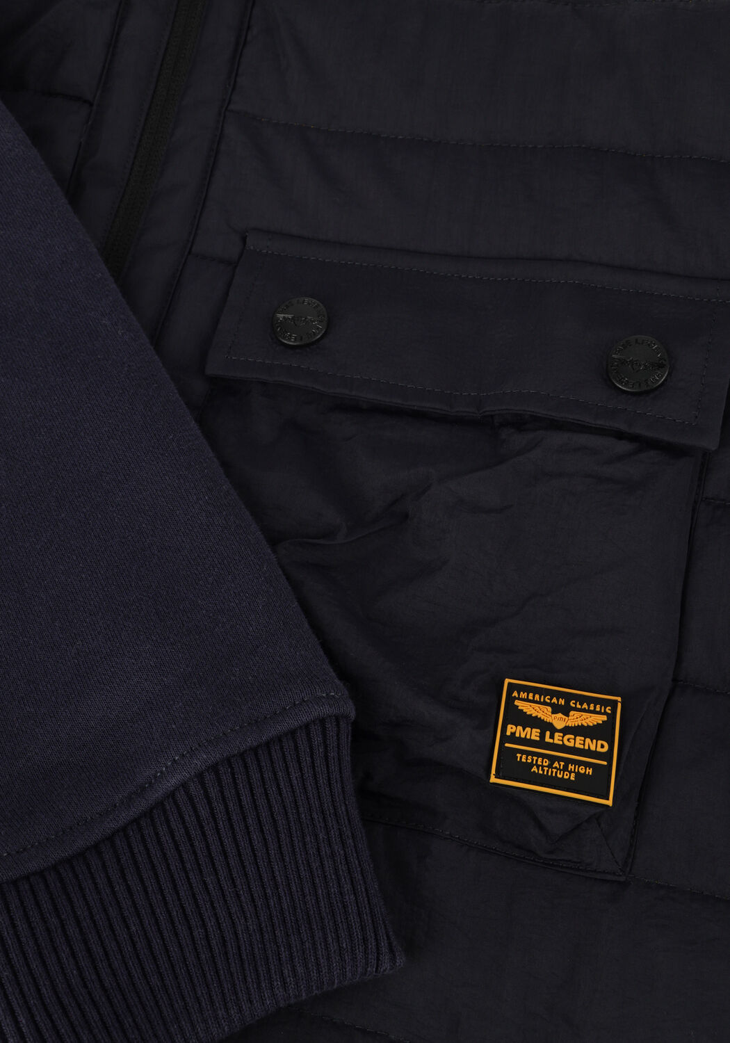 Donkerblauwe PME LEGEND Jack ZIP JACKET SWEAT MIXED PADDED - large