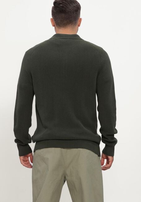 Donkergroene JC RAGS Trui POLO LONG SLEEVE EWALD - large