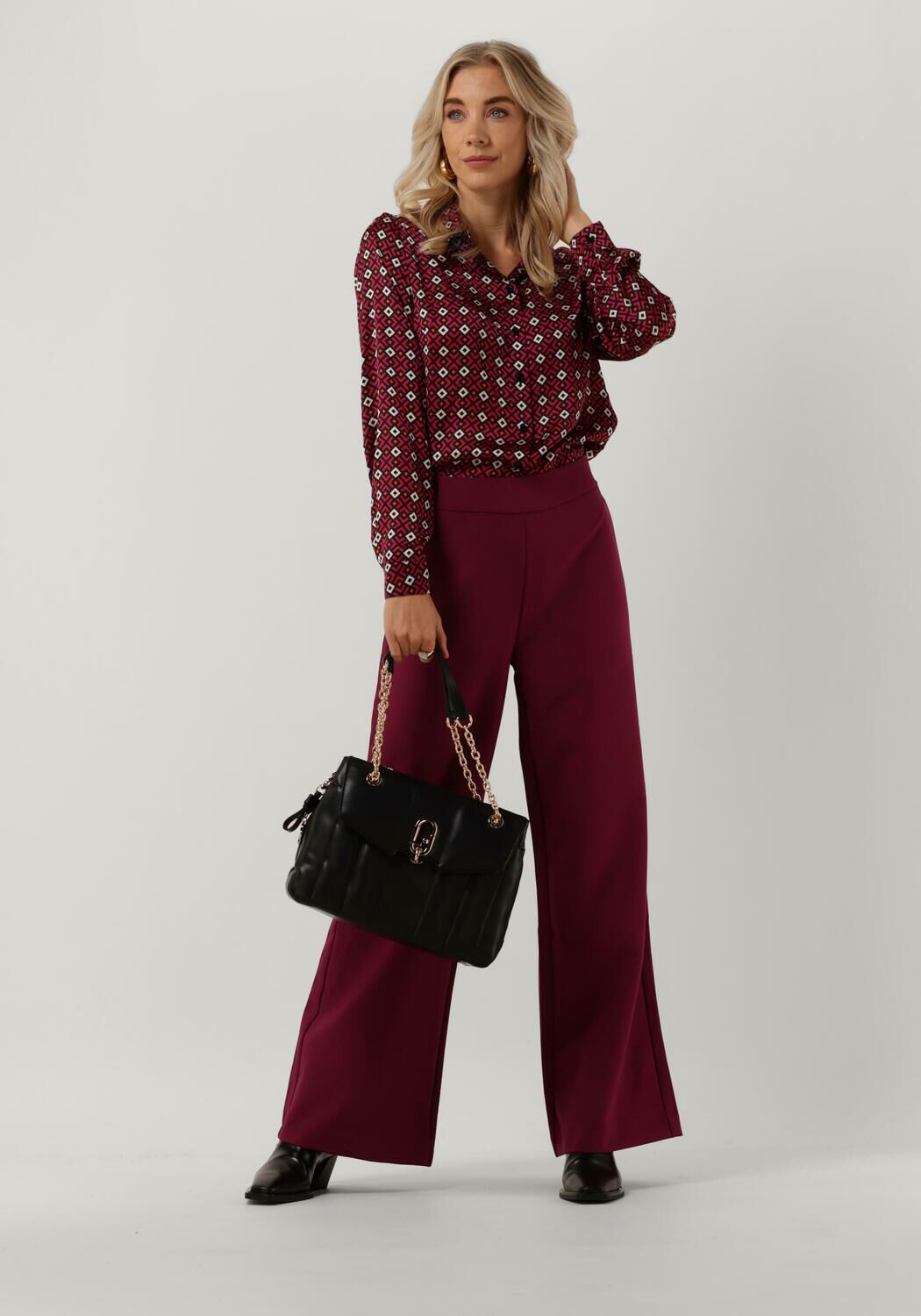 Mode Blouses Blouses met lange mouwen Massimo Dutti Blouse met lange mouwen bruin grafisch patroon casual uitstraling 