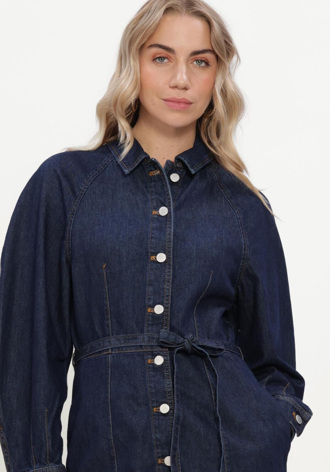 Donkerblauwe MSCH COPENHAGEN Mini jurk MSCHSANA LIS DENIM SHIRT DRESS - large