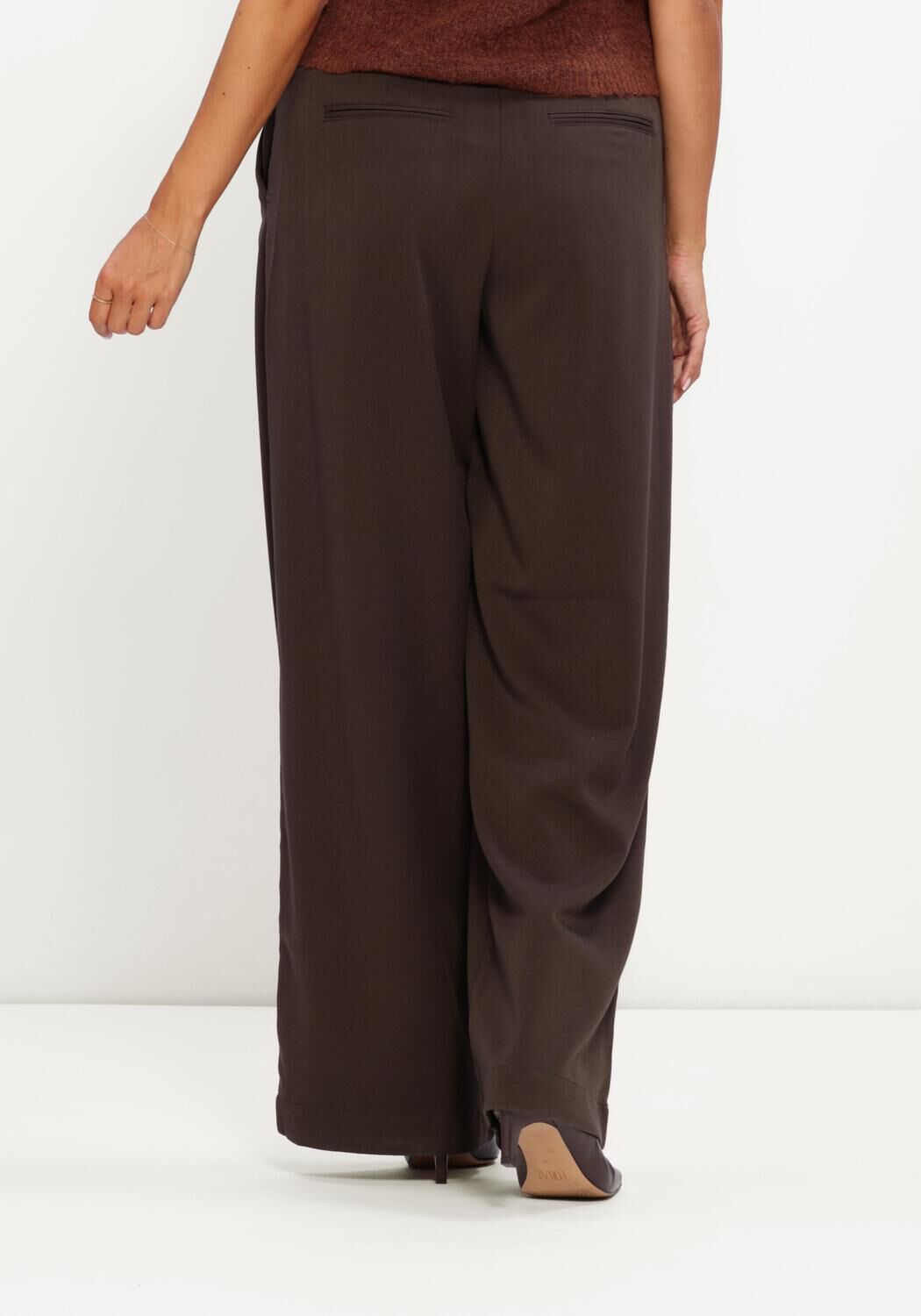 Bruine MSCH COPENHAGEN Wijde broek MSCHHENRIKA HW PANTS - large