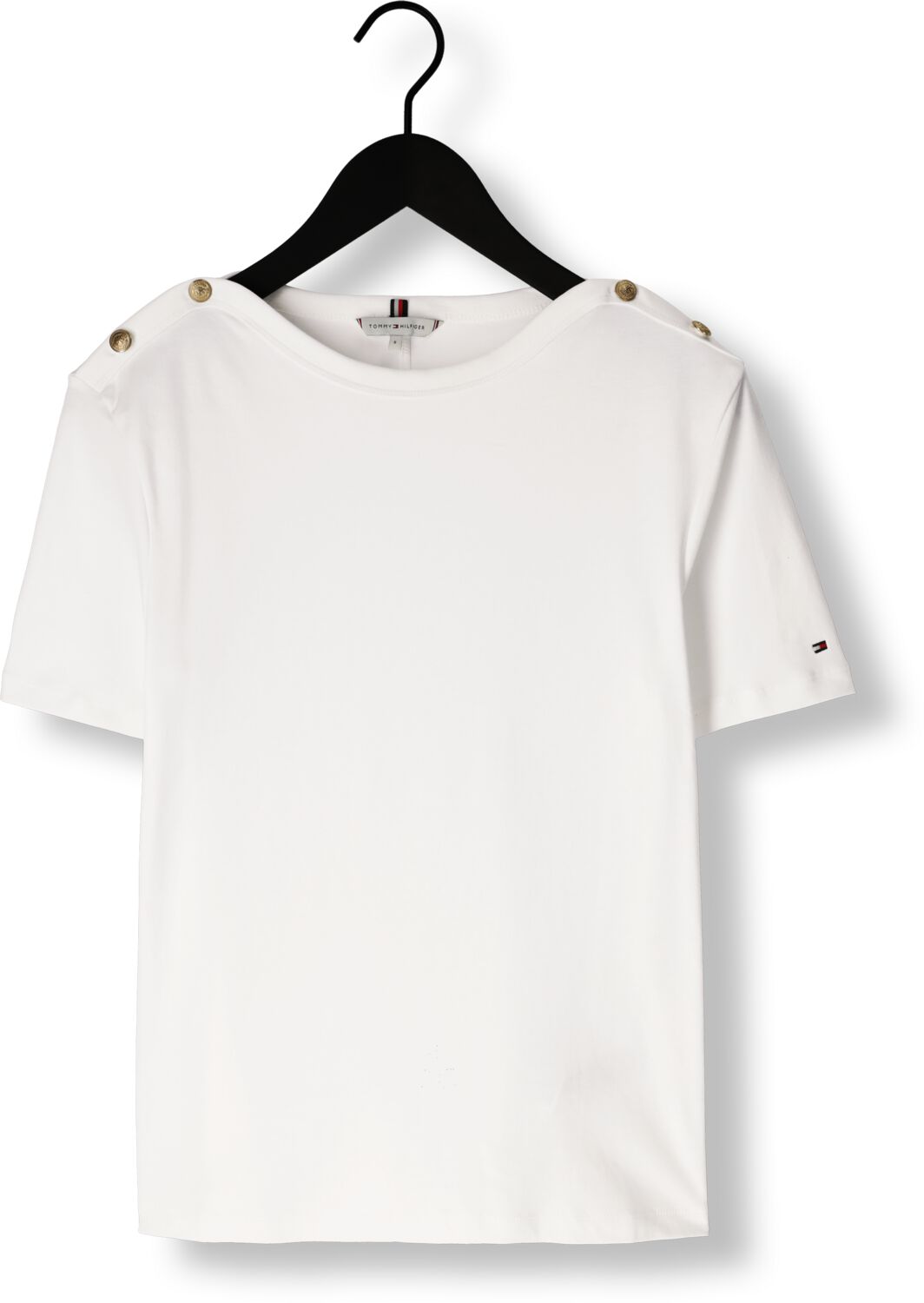 TOMMY HILFIGER Dames Tops & T-shirts Reg Stripe Gold Btn C-nk Ss Wit
