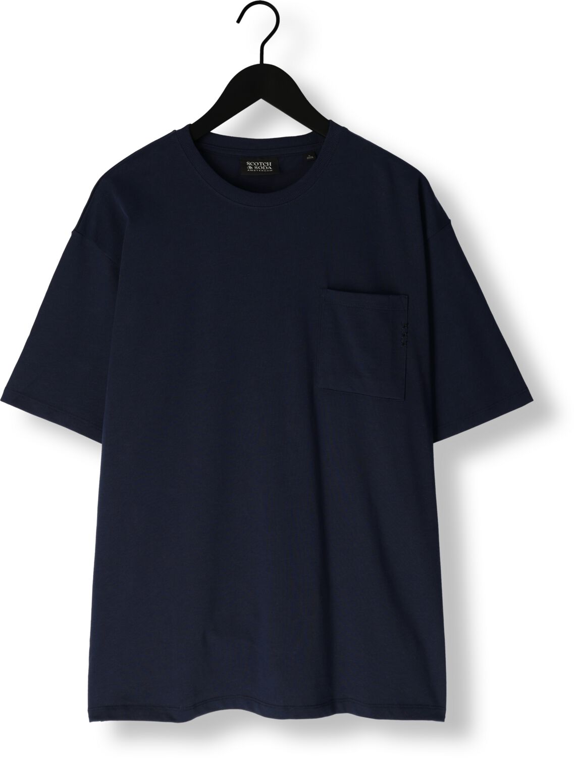 SCOTCH & SODA Heren Polo's & T-shirts 3 Crosses Loose Fit Pocket T-shirt Donkerblauw