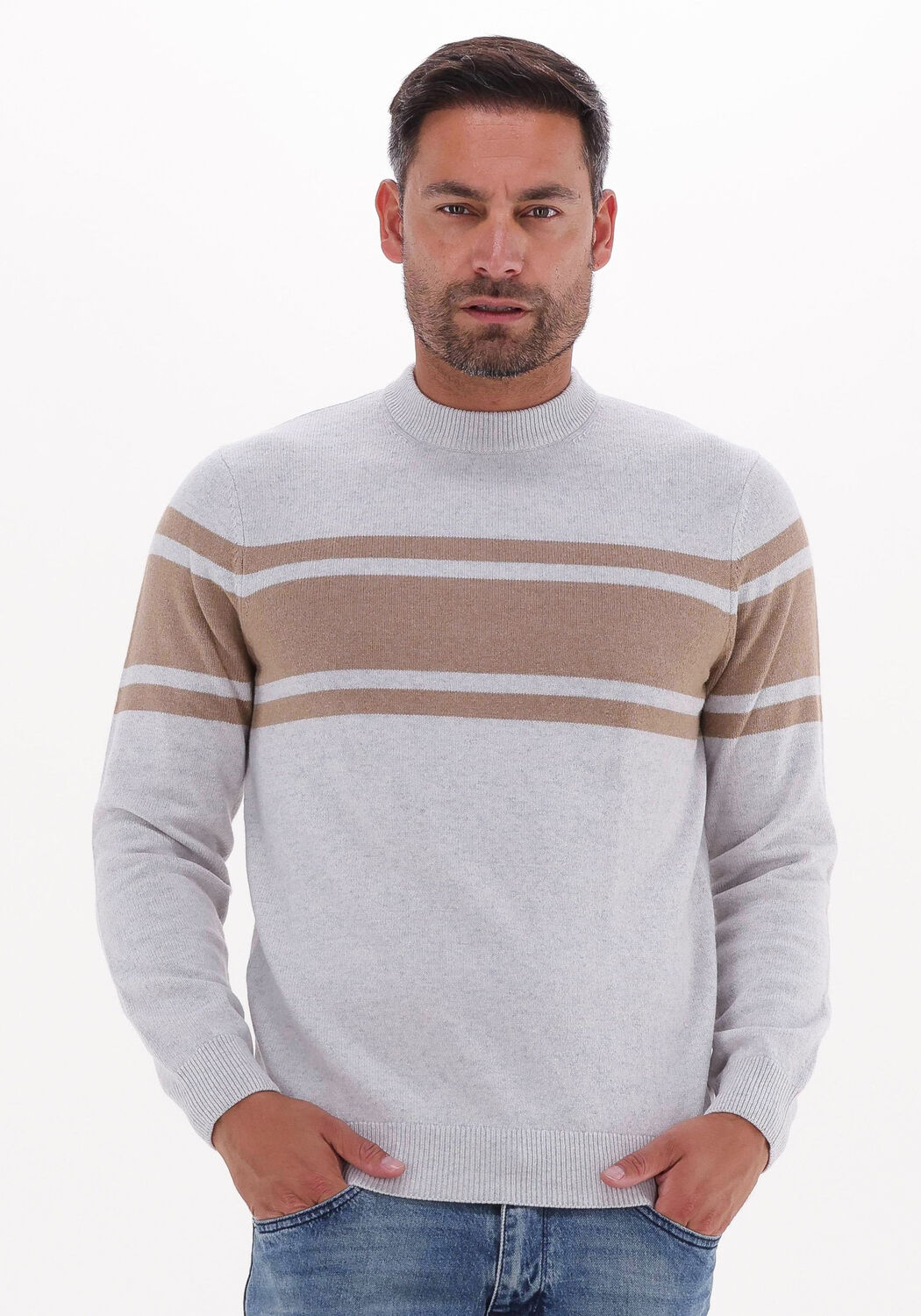 Lichtgrijze PROFUOMO Trui PULLOVER STR CREWNECK Omoda