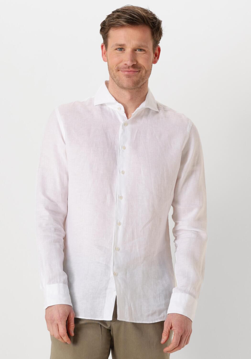 PROFUOMO Heren Overhemden Shirt X-cutaway Linen Wit