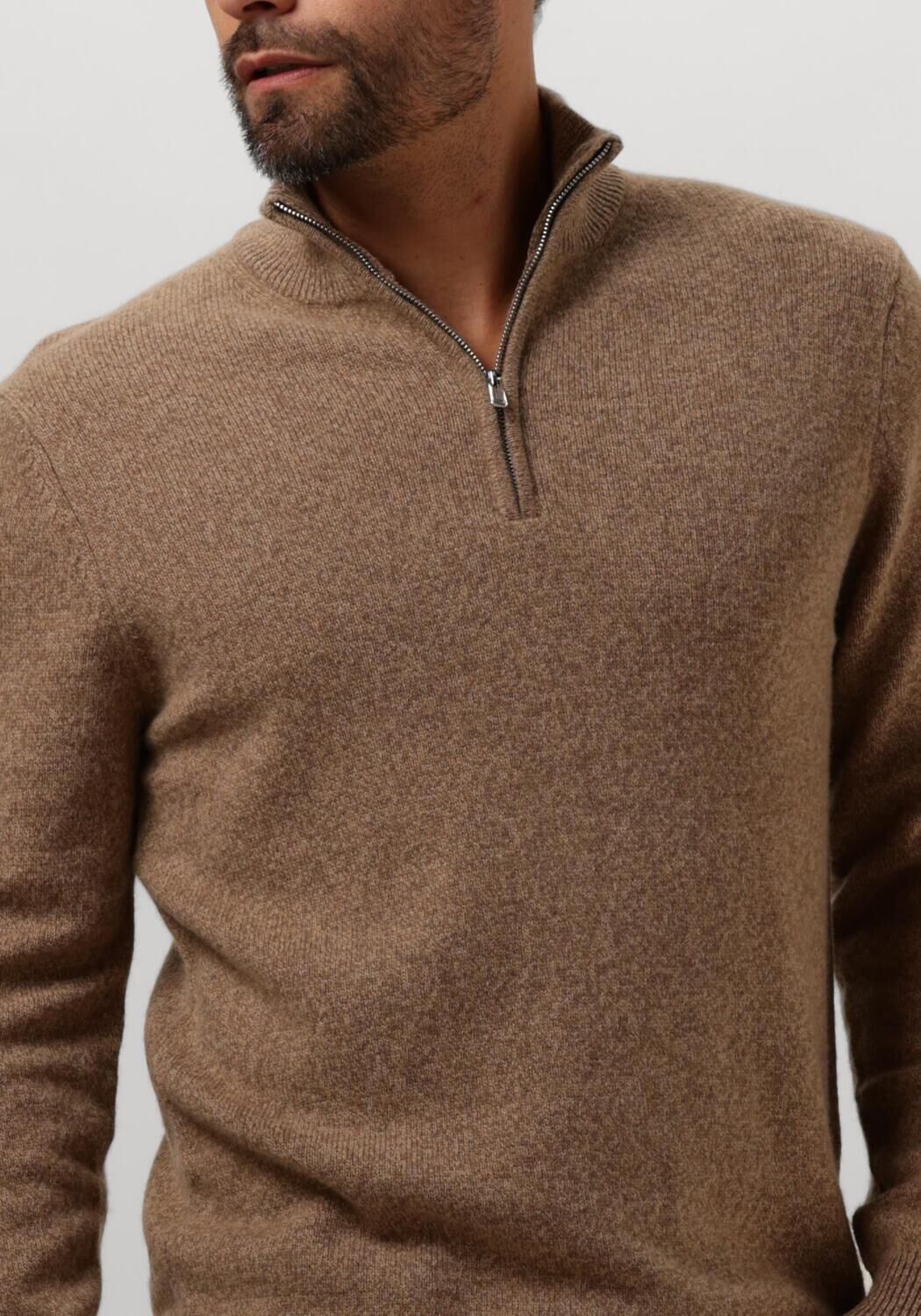 PROFUOMO Heren Truien & Vesten Pullover Half Zip Button Taupe