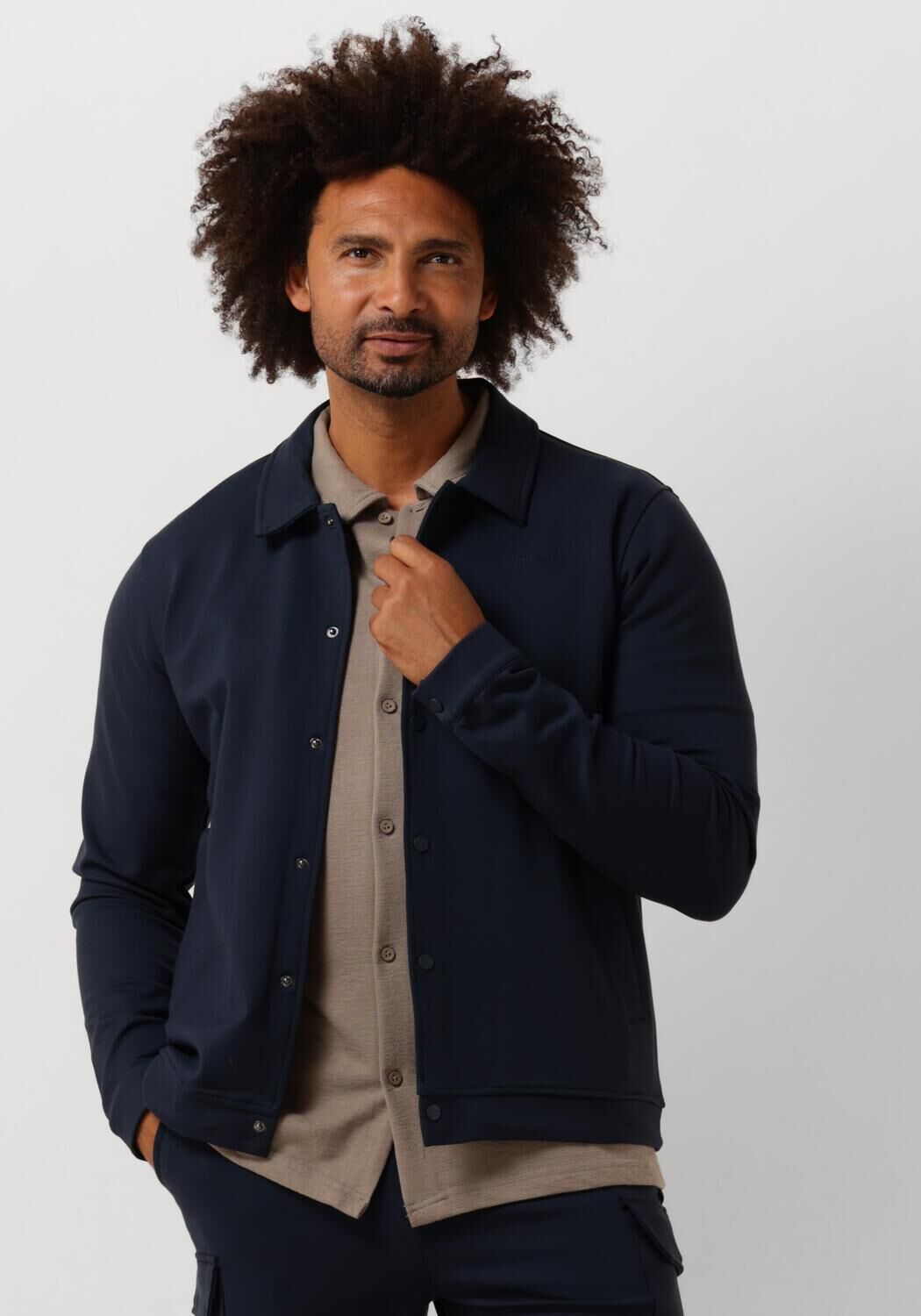 PURE PATH Heren Overshirts Punta Coack Shirt With Press Buttons And Front Print Donkerblauw