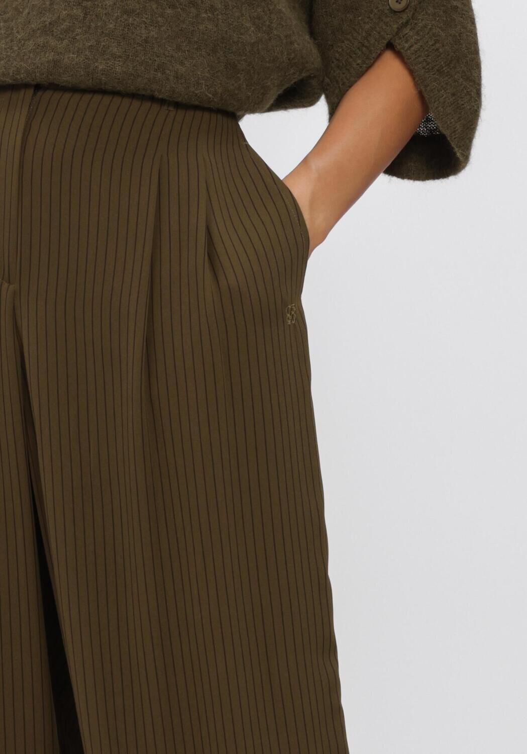 DANTE6 Dames Broeken Gilbery Pinstripe Balloon Pants Olijf