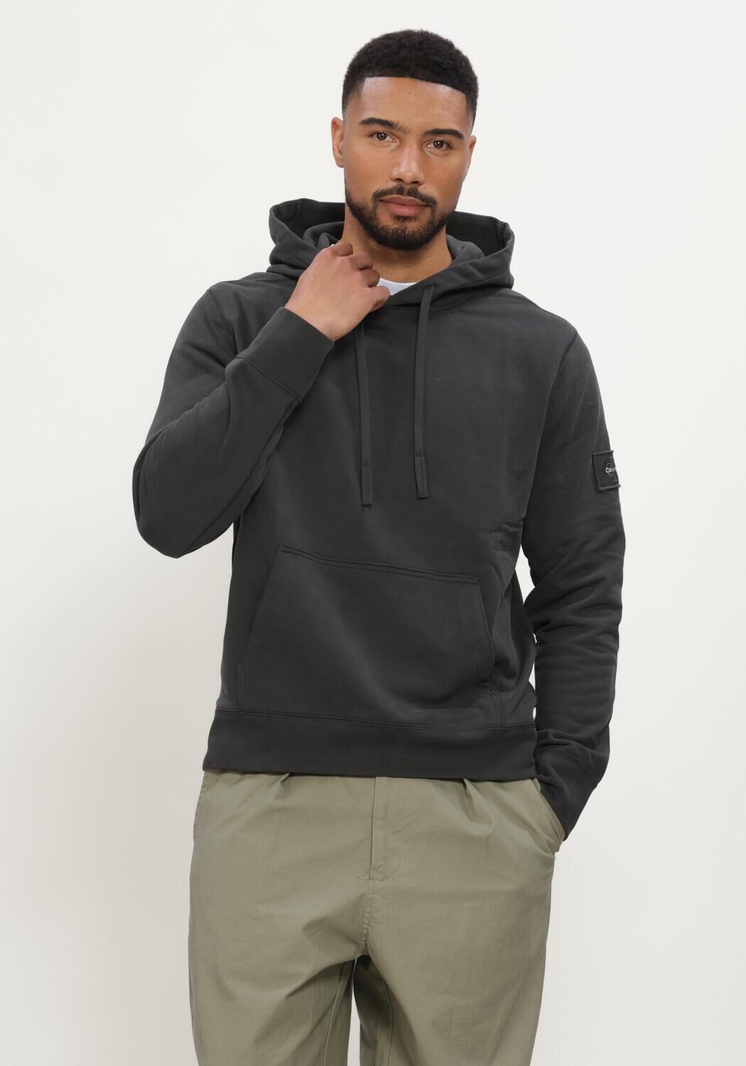 CALVIN KLEIN Heren Truien & Vesten Ls Eu 350terry Badge Hoodie Antraciet
