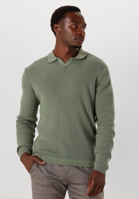 Olijf DSTREZZED Trui KOSTAS LONGSLEEVE POLO - large