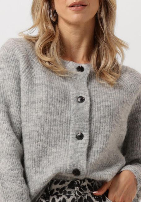 Lichtgrijze SELECTED FEMME Vest SLFLULU LS KNIT SHORT CARDIGAN - large