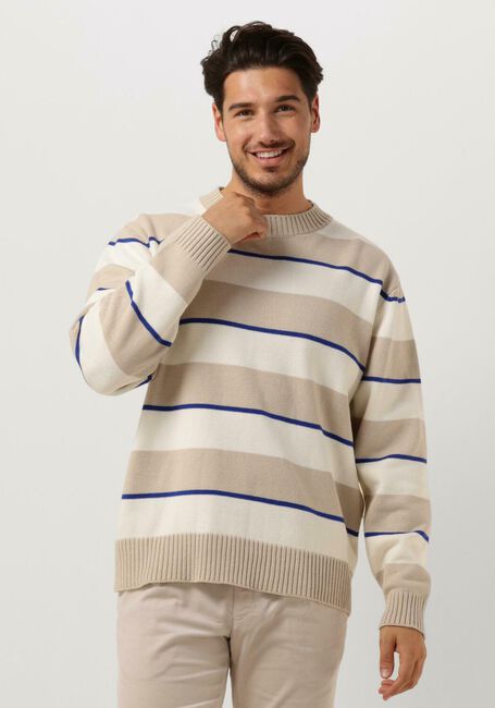 Zand WOODBIRD Trui WBKURT STRIPE CREW - large