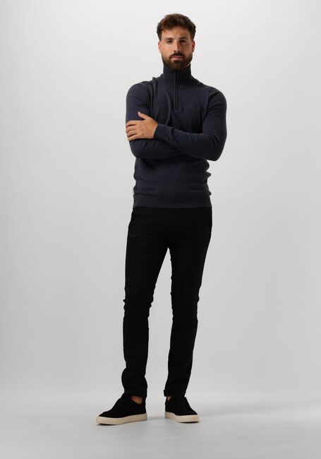 Blauwe CAST IRON Trui HALF ZIP COLLAR ESSENTIAL COTTON STRETCH - large