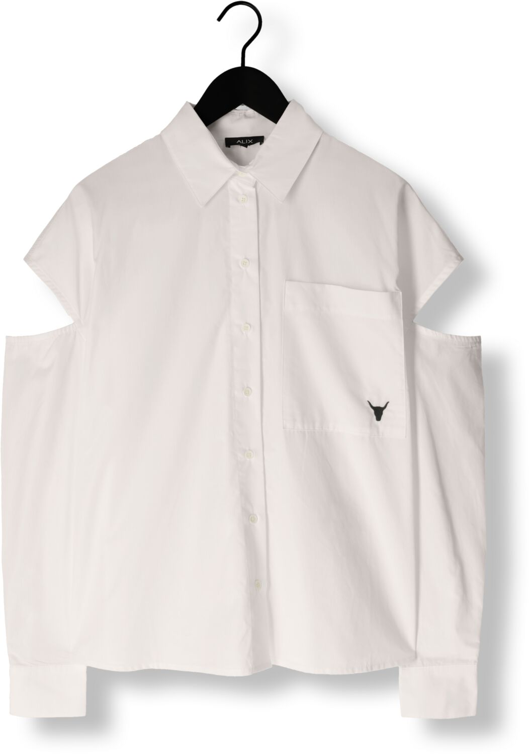 ALIX THE LABEL Dames Blouses Ladies Woven Cut Out Poplin Blouse Wit