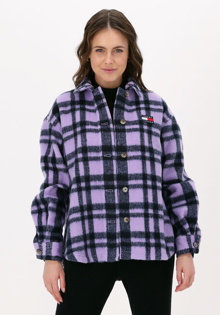 Paarse TOMMY JEANS Jack TJW BRIGHT CHECK OVERSHIRT - large