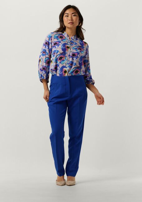 Blauwe JANSEN AMSTERDAM Blouses PF126 PRINTED 3/4 RAGLAN SLEEVE TOP - large