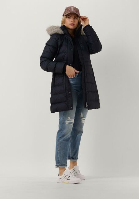 Donkerblauwe TOMMY HILFIGER Gewatteerde jas TYRA DOWN COAT WITH FUR Donkerblauwe TOMMY HILFIGER Gewatteerde jas TYRA DOWN COAT WITH FUR - large