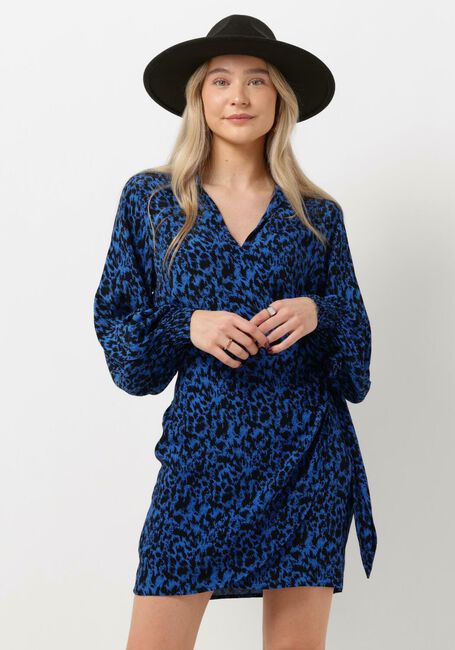 Blauwe ALIX THE LABEL Mini jurk LADIES WOVEN SKETCHY ANIMAL DRESS WITH KNOT - large