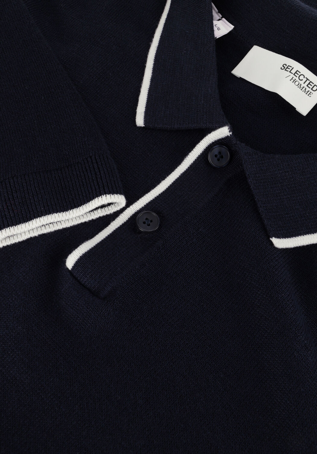 Donkerblauwe SELECTED MEN Polo SLHFAVE SPORT ZIP SS POLO NOOS - large