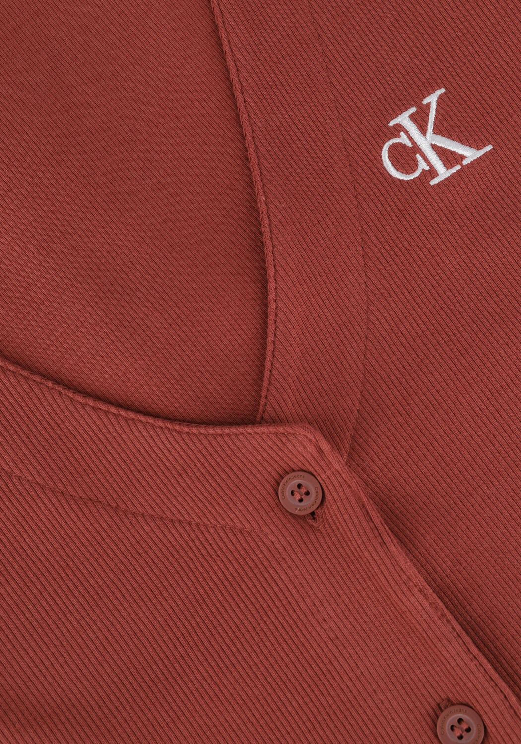 Bruine CALVIN KLEIN Midi jurk CK BUTTON THROUGH RIB LONG DRESS - large