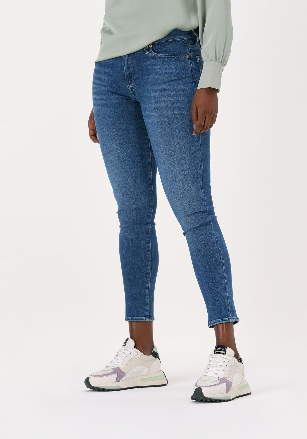 Omoda Dames Kleding Broeken & Jeans Jeans Skinny Jeans Blauwe Skinny Jeans Hw Skinny Crop 