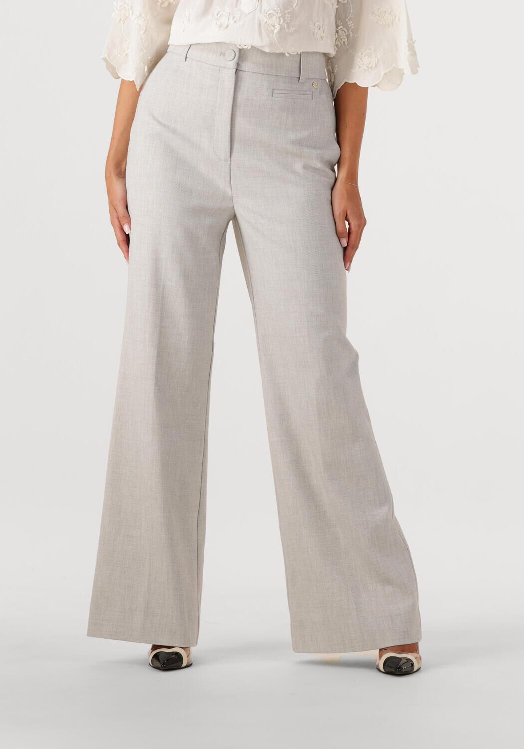 JOSH V gemêleerde high waist wide leg broek KATE grijs melnage