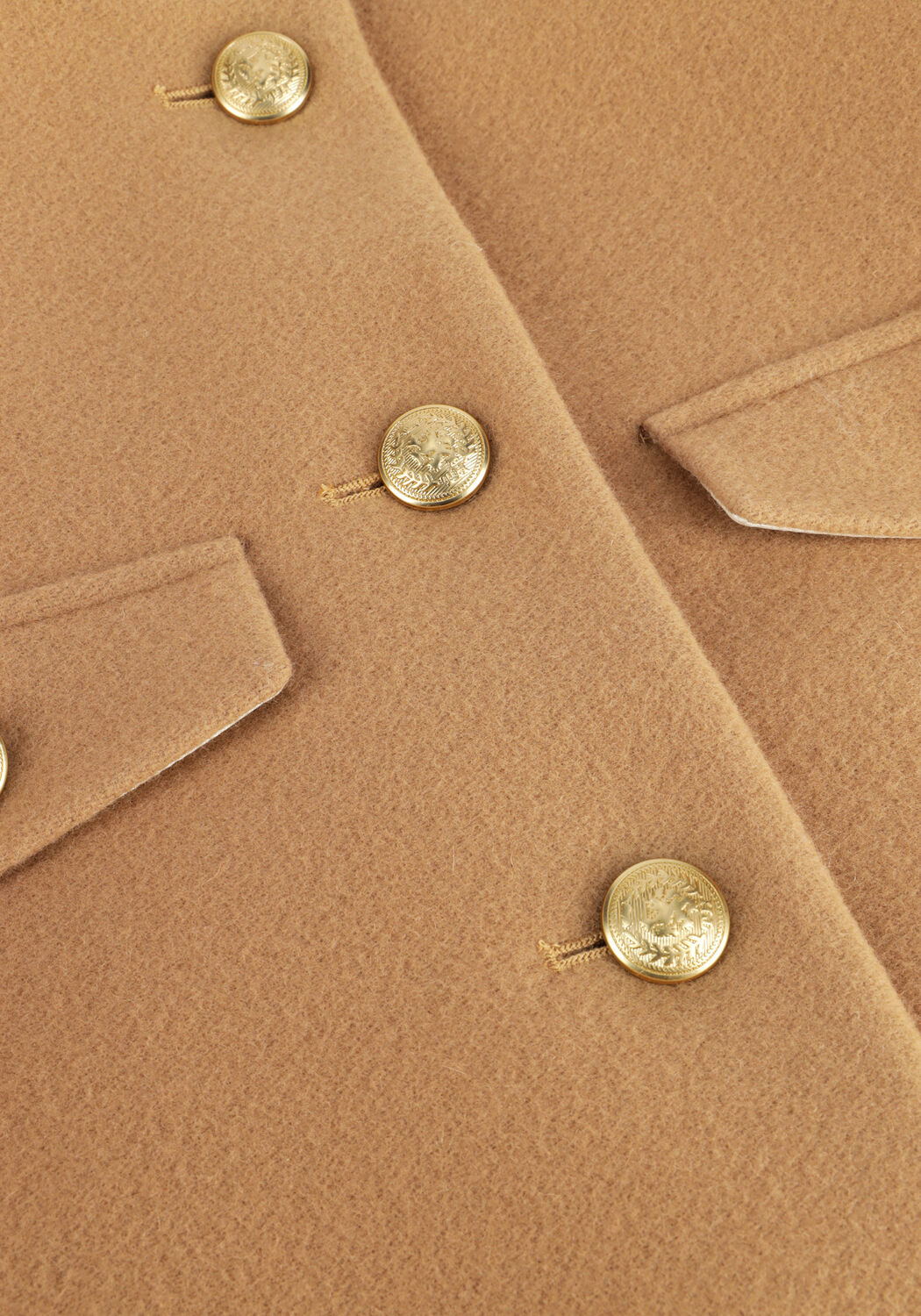 Bruine TOMMY HILFIGER Jack CROP WOOL GOLD BUTTON JACKET - large