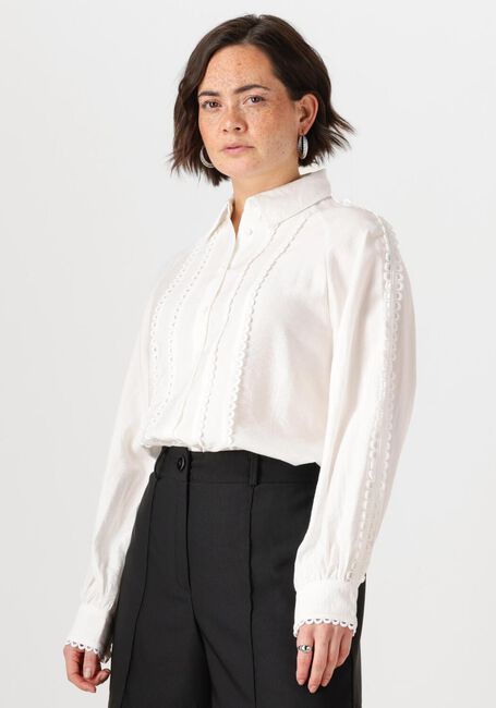 Witte JANSEN AMSTERDAM Blouses INDI BLOUSE FS 793 LONG SLEEVE LACE TAPE - large