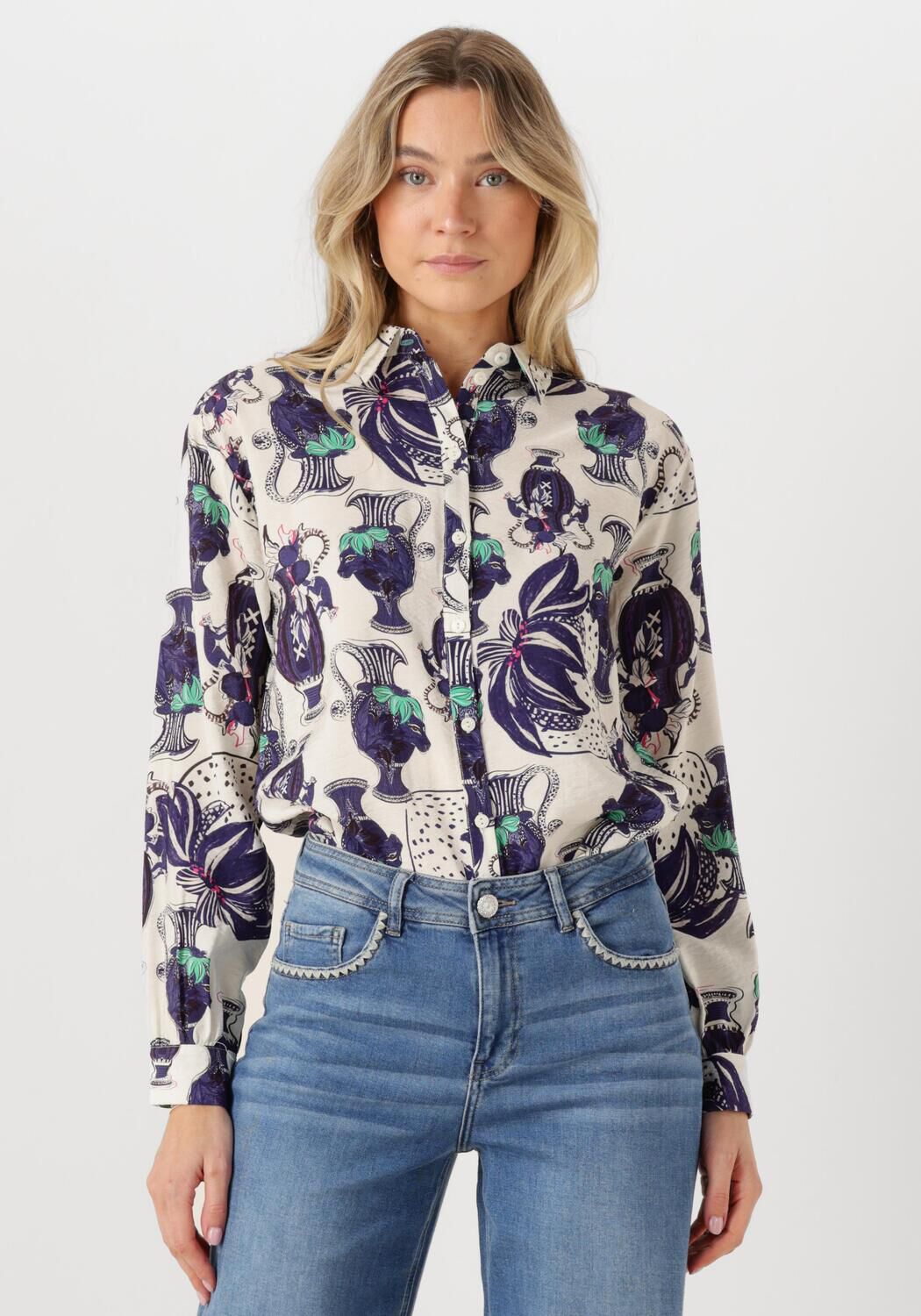 POM AMSTERDAM Dames Blouses Milly Vases Cream Multi