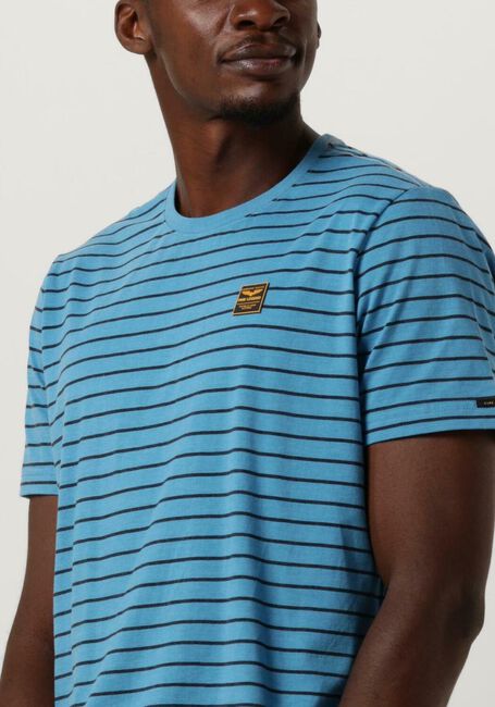 Blauwe PME LEGEND T-shirt SHORT SLEEVE R-NECK YD MELANGE STRIPED JERSEY - large