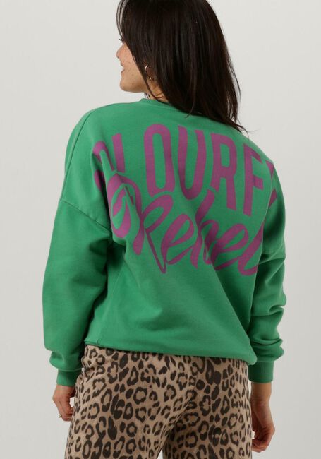 Groene COLOURFUL REBEL Sweater CR BACK LOGO WASH DROPPED SHOULDER SWEAT - large