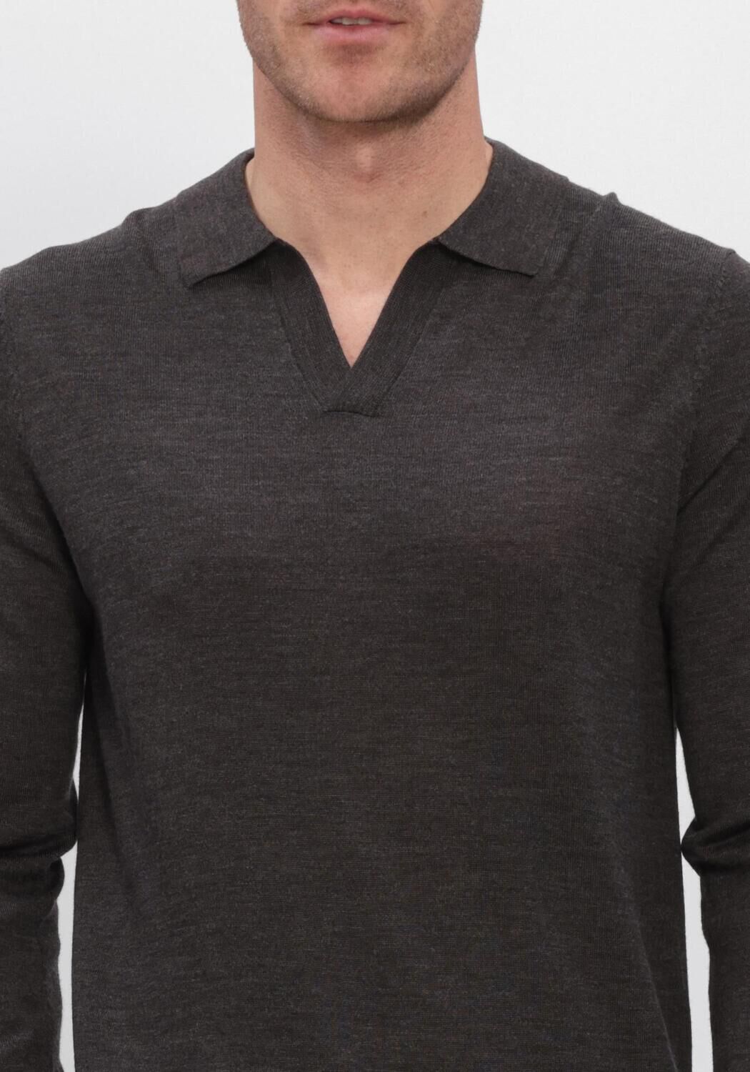 PROFUOMO Heren Truien & Vesten Polo Open Collar Ls Extrafine Merino Donkergrijs