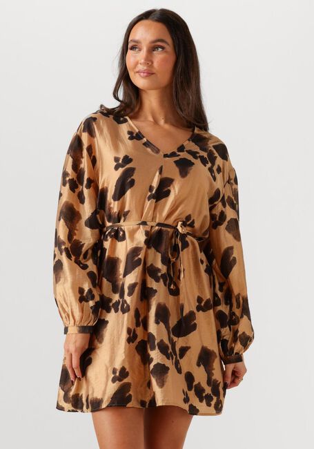 Camel MSCH COPENHAGEN Mini jurk MSCHNILLA ROMINA SHORT DRESS AOP - large