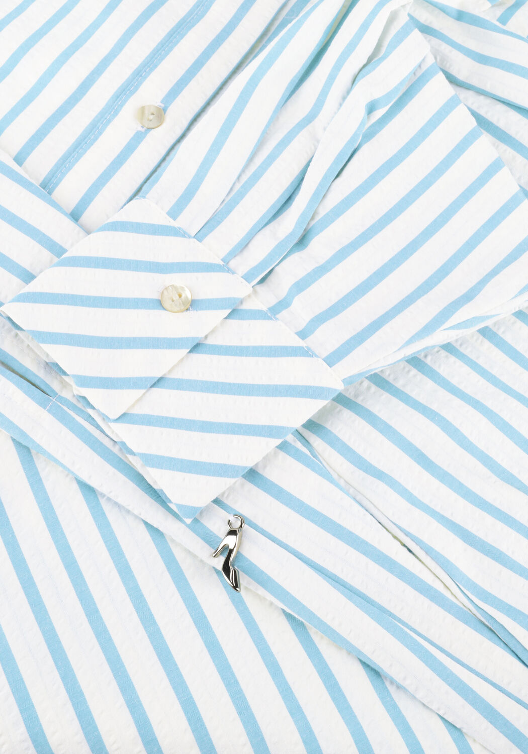 Witte JANSEN AMSTERDAM Blouses MICKY BLOUSE SA 751 STRIPE LONG SLEEVE SEQUINS AT COLLAR - large