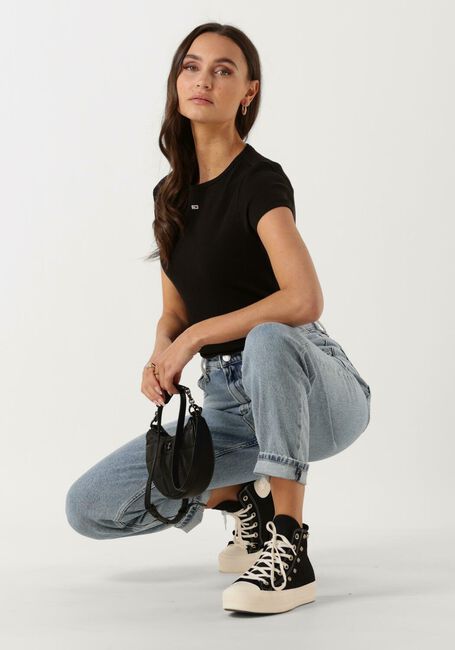 Zwarte TOMMY JEANS T-shirt TJW BBY ESSENTIAL RIB SS - large