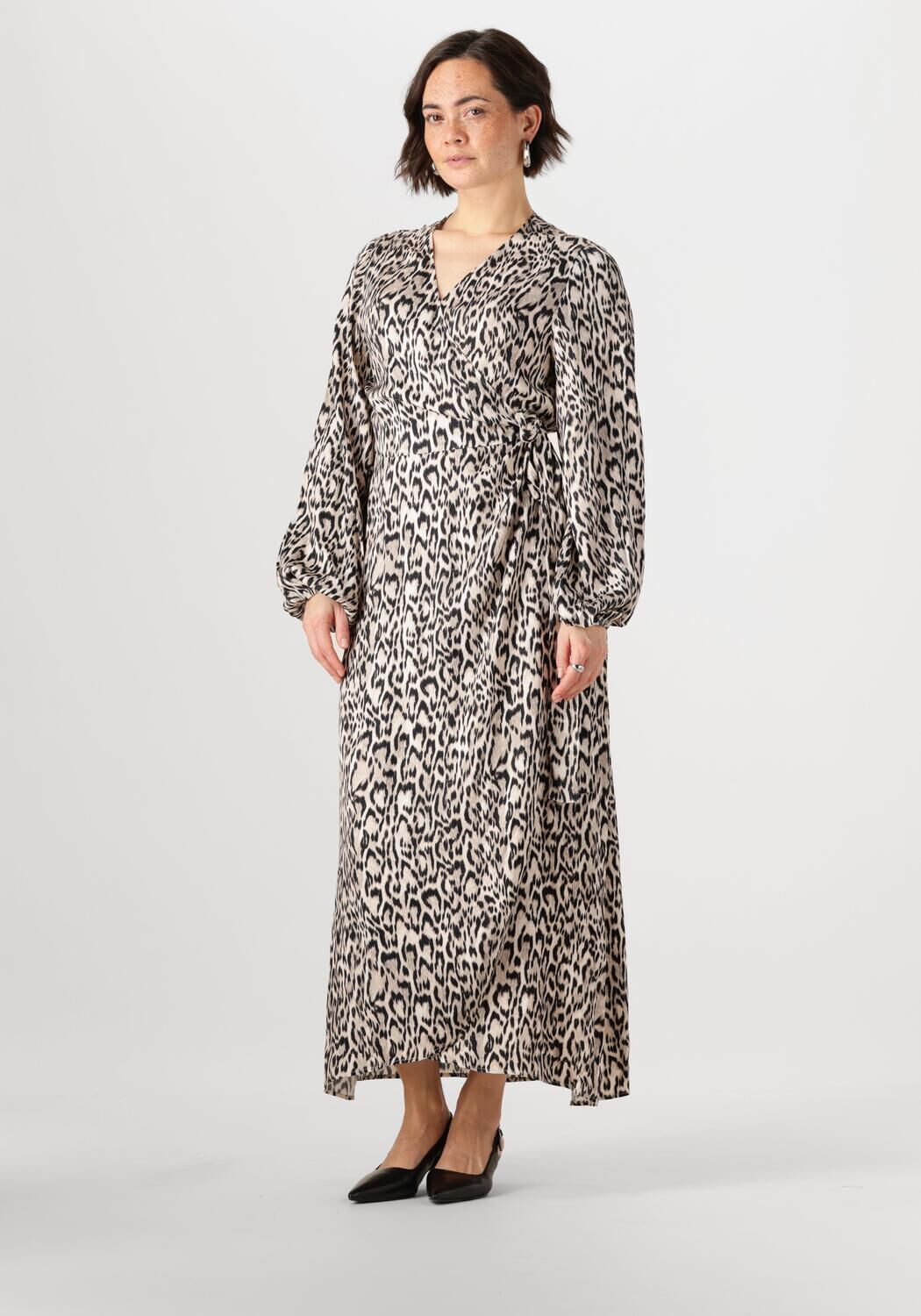 JANSEN AMSTERDAM Dames Jurken Rebecca Jurk Wa 564 Wrap Long Sleeve Bruin