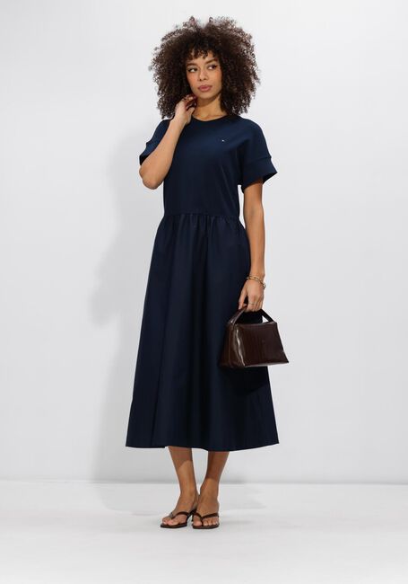 Donkerblauwe TOMMY HILFIGER Midi jurk CODY MID MEDIA C-NK MIDI DRESS - large