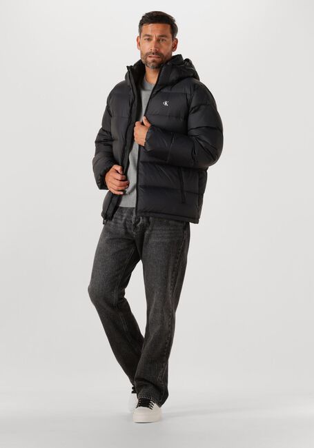 Zwarte CALVIN KLEIN Gewatteerde jas LS NYLON ZIP OFF HOOD DOWN PURRFER - large