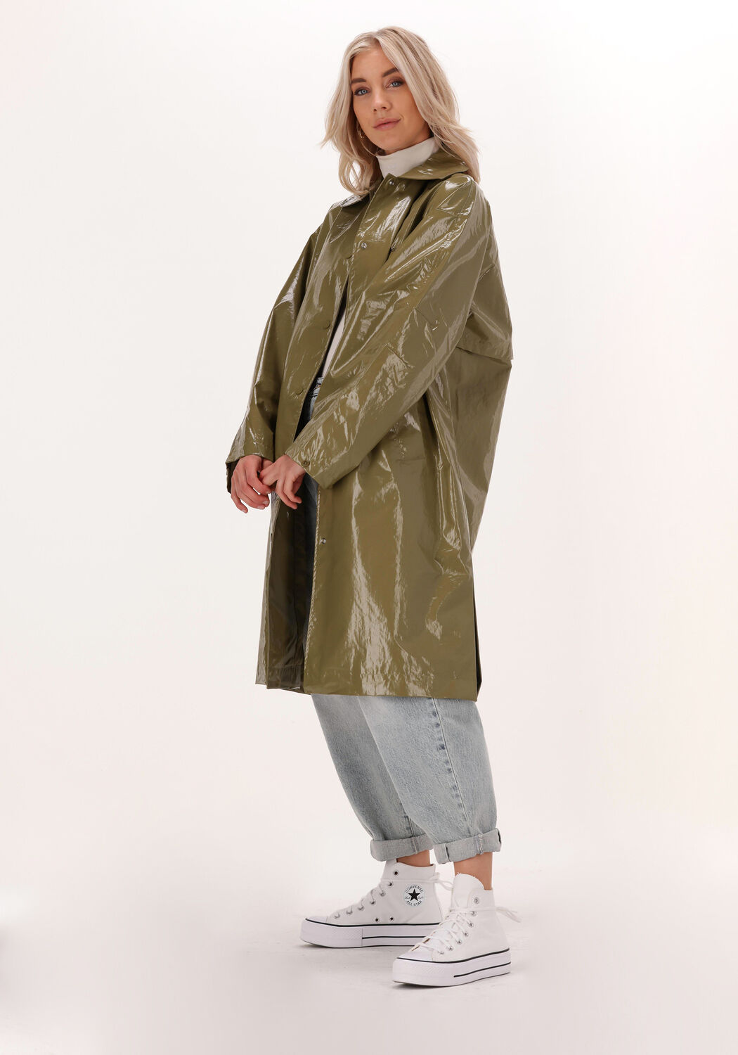 Groene CALVIN KLEIN Regenjas COATED LONG JACKET Omoda