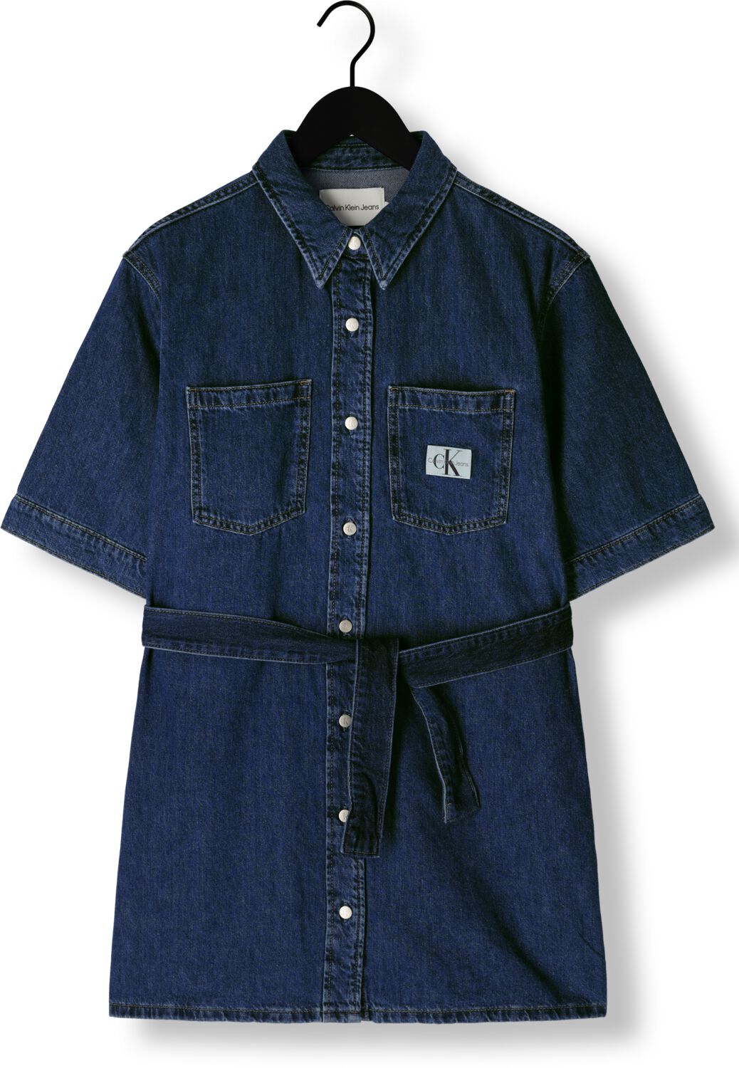 CALVIN KLEIN Dames Jurken Boxy Belted Shirt Dress Blauw