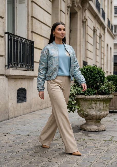Beige JANSEN AMSTERDAM Wijde broek NIENKE BROEK 407 LONG WIDE LEG - large