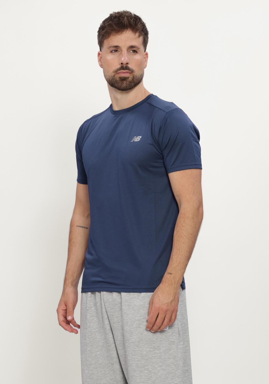Blauwe NEW BALANCE Sportshirts SE SS - large