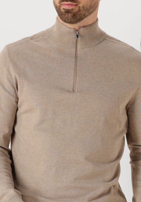 Beige SELECTED MEN Trui SLHBERG HALF ZIP CARDIGAN NOOS - large